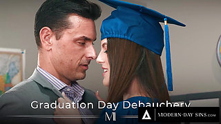 MODERN-DAY SINS - Student Fiona Frost Swallows Favorite Teacher's Cum In Wild Fuck During Graduation