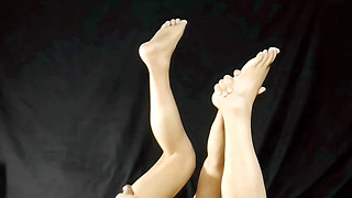 Closeup feet and legs while masturbating, foot fetish video