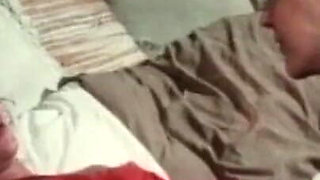 She Is Satisfied Licking Her Hairy Pussy by His Friend