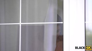 BLACK4K. Lonely cutie is happy to see guest in black...