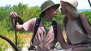 Hot russian milf Milka Wey and her lover fuck in the forest.