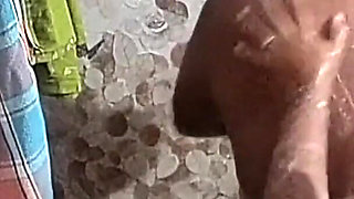 Indian Husband & Wife Bathing Together Naked in Bathroom