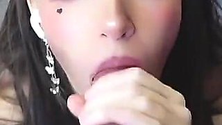 POV Ahegao Blowjob: Petite Girl with Huge Dildo