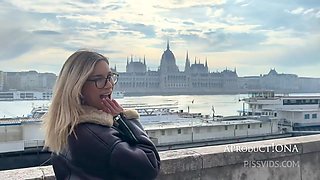 Wetting Her Jeans On The Streets Of Budapest