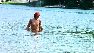 Nudist really likes exposing herself and showing off