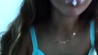 Webcam girl showing feet and flashing tits and pus