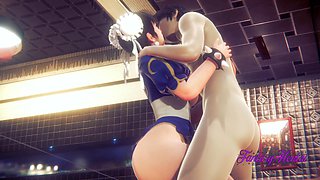 Three-dimensional Street Fighter anime porn - Chun-Li receives a mouthful of cum