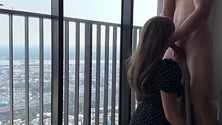 Stacked babe loves passionate morning sex on the balcony