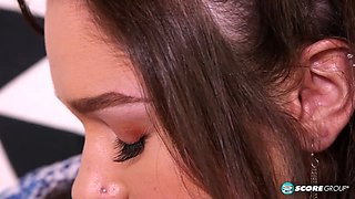 Flat cutie Zoe Bloom has a million-dollar smile and an incredible pussy. She masturbates in the kitchen after an interview.