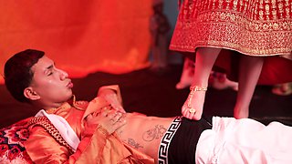 Young Hindu man enjoys and uses his penis as an offering