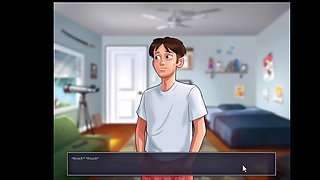 Summertime Saga, she gave him a handjob in the shower and cleaned him up.