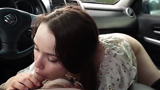 Gorgeous babe loves when her stepbro fucks her in his car