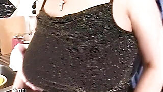 Granny with big breasts feels male pole inside her hairy pussy