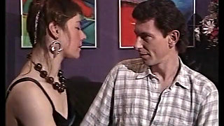 Short hair brunette gets facialized