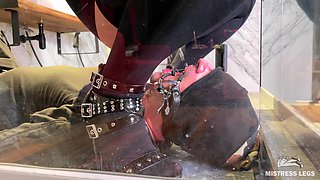 Mistress Pees Into Slave's Mouth in Different Outfits and Poses