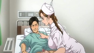 Busty hentai nurse gives head and gets fucked in missionary position