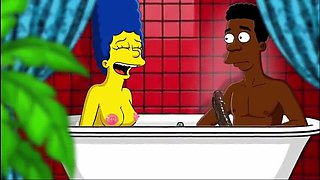 Marge Simpson Cartoon Parody - Horny Housewife Cheats While Cuckold Watches