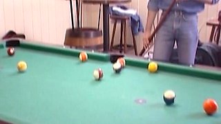 Brunette German Doll Sucks Dick by the Pool Table