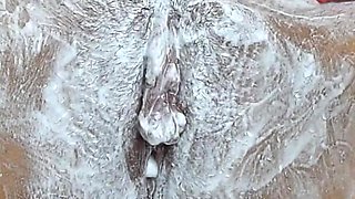 Intimate Haircut Take -off Strip! Shaving Hairy Pussy with a Trimmer and a Razor! Close-up!