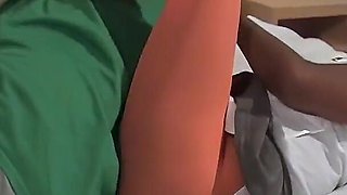 Controlled by a Busty Black Boobed Amateur in Orange Leggings