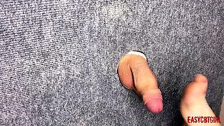 I Took a Close-up Shot of Glory Hole - Spanking My Feet on the Cock and Balls of a Slave Easycbtgirl