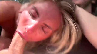 Blondie rides his cock while riding in the car