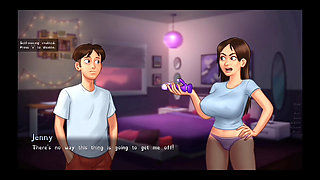 Two girls fingering on a bed at toy shop