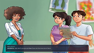 Sexy milf teacher showing off her big boobs and moaning like crazy