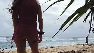 Public Beach Butt Plug Insertion by a Solo Female