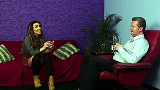 Stunning voyeur watching guy jerking