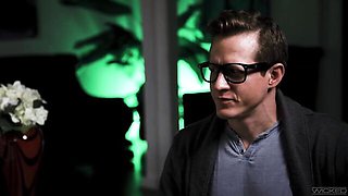 An awesome interracial dick-riding with a hot busty blonde Ryan Keely