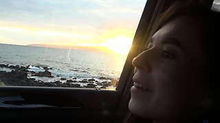 Lovely Amateur teen brunette masturbating outdoor