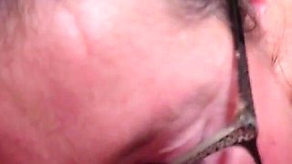 Ugly MILF with Glasses Sucking a Cock