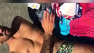 Smoking Latina with Big Tits at an Italian Beach