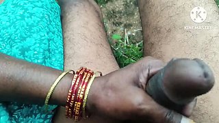 Excited Indian Aunty Hand Fucks Monster Cock in Jungle - Big Tits Uncensored HD
