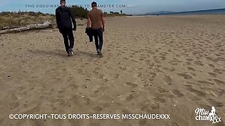 French Brunette Slut Takes Big Dick Hardcore Outdoor Doggy Style Threesome on Nude Beach