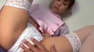 Cute Japanese Nurse Fucking Her Pussy