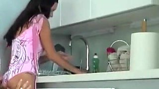 Seducing My 18 Years Old Stepsister on the Kitchen for Fuck Her Tight Pussy