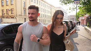 Asian Friend Tight Pussy Swallows Thick White Cock