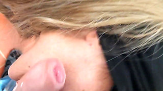 Blonde MILF Blowjob with Cum Swallowing POV