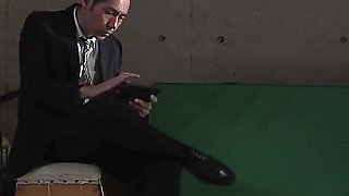 Tight-skirted Teacher Provokes Dick with Her Perfect Beautiful Pantyhose Legs and Feet! Part.3