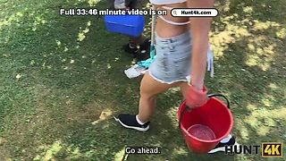 Hunt4k. magnificent fanta sie bangs with old hunter for her annual bank check in public