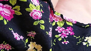 MILF playing outside on the front porch in plain view of the street and neighbors