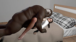 Busty Next-Door Girl Having Sex With A Black Old Man