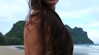 Beauty Flashing and Dancing on the Beach