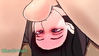 Cute Goth GF Facefuck - LewdFroggo Animated Hentai