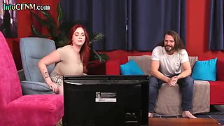 Curvy Cfnm Redhead Hosts Jerking Circle