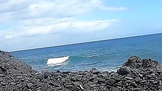 My Naked Short-haired Wife Sucks My Cock Outdoor on a Beach