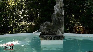 March 2024 Buxom Goddess with monster tits Ai Enhanced - 4k ultra hd solo erotic striptease outdoors by the pool