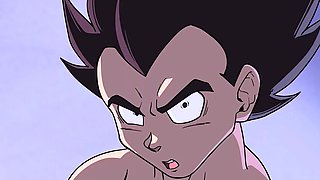 Blue haired busty babe deep fucked by a guy from Dragon Ball